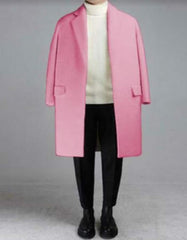 Mens Overcoat - Topcoat For Men - Winter Fabric - Mens Baby Pink Overcoat - Three Quarter Length - Men's Tuxedo USA