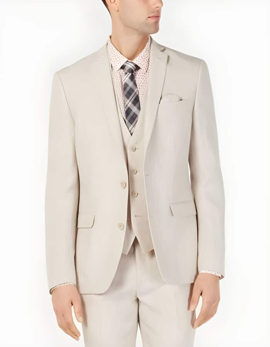 Linen Suit - Mens Summer Suits in  Tan Beach  Wedding  3 Piece Suit - Men's Tuxedo USA