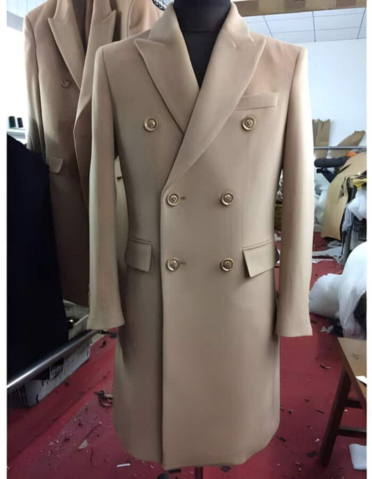 Camel Hair Top Coat - Luxury Cashmere Coat - Big and Tall Cashmere Overcoats - Top Coats For Men Beige