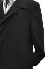 Black 100% Plush MicroFiber Dress Trench Top Long Coat - Mens Topcoat - Mens Overcoat - Men's Tuxedo USA