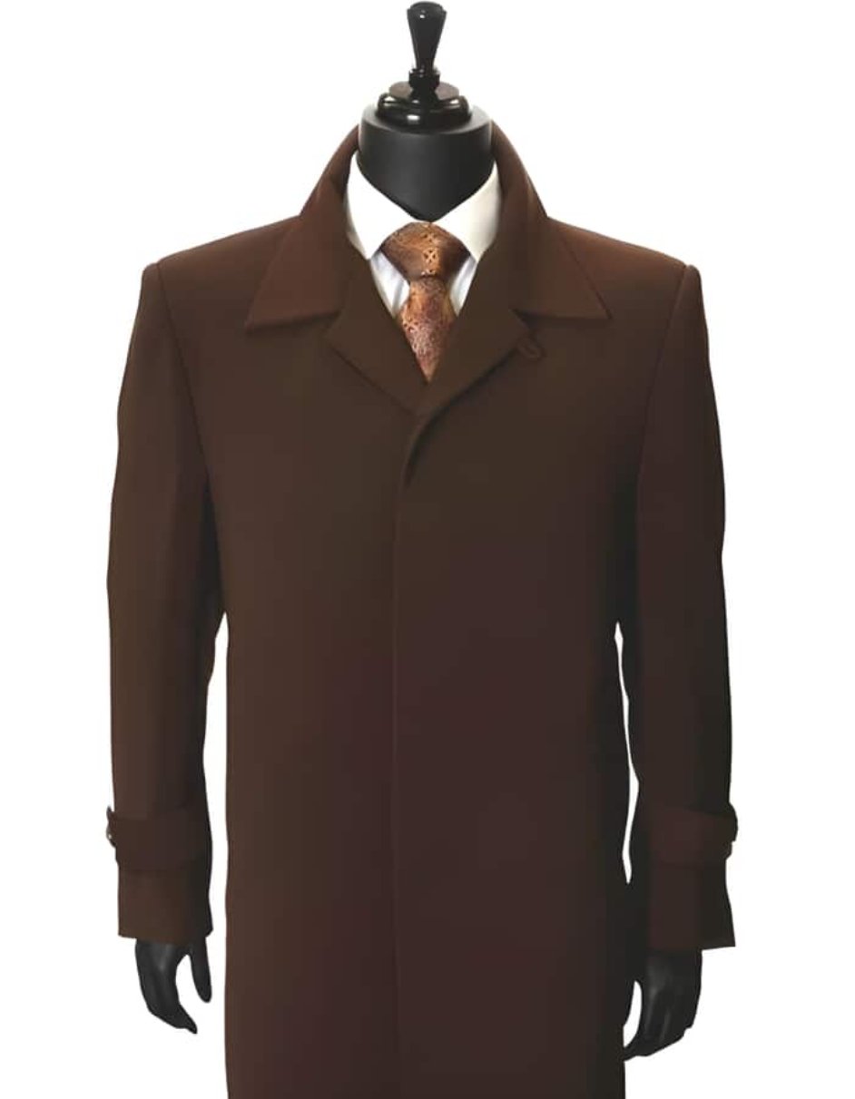 All Weather Microfiber Gaberdine Dress Coat Cheap Priced Available In Big & Tall Sizes Trendy Classic Cheap Big And Tall Trench Coat Coco Chocolate brown - Men's Tuxedo USA