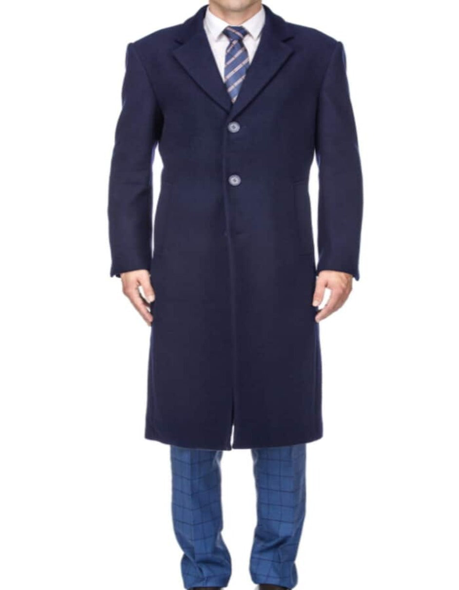 Mens Overcoat - Topcoat For Men - Winter Fabric- Modern OverCoat Navy - Men's Tuxedo USA