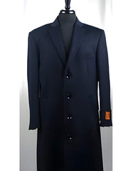 4 Button Wool Blend Navy Blue Bravo Top Overcoat - Men's Tuxedo USA