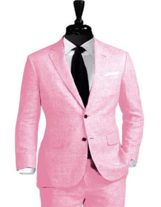 Linen Suit - Mens Summer Suits Pink  Color - Beach Wedding - Men's Tuxedo USA