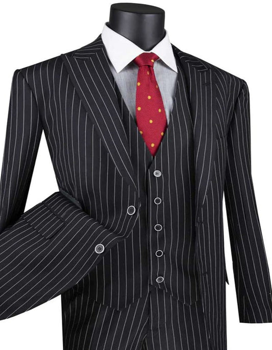 1920s Mens Suit - 1920s Mens Outfit - 1920s costume  Bold Pinstripe Suit in  Black - Men's Tuxedo USA