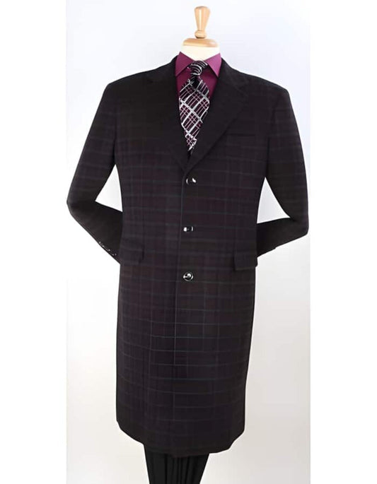 Plaid Pattern ~ Windowpane Wool Overcoat - Men's Tuxedo USA