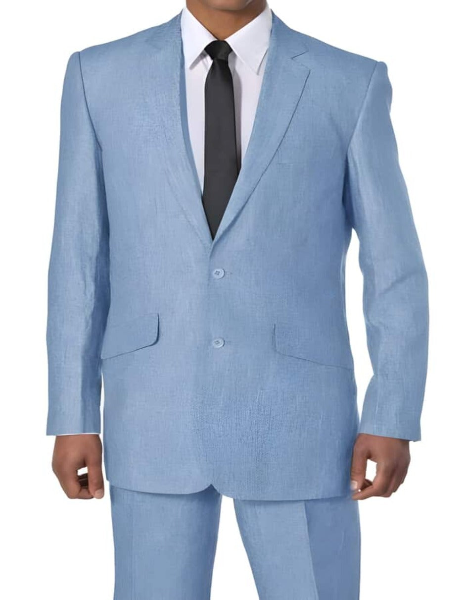 Linen Suit - Mens Summer Suits Blue  Color - Beach Wedding - Men's Tuxedo USA