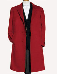 Red Trench Coat - Long Red Coat - Mens Red Peacoat - Mens Red Overcoat - Wool Fabric - Men's Tuxedo USA