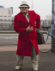 Red Trench Coat - Long Red Coat - Mens Red Peacoat - Mens Red Overcoat - Wool Fabric - Men's Tuxedo USA