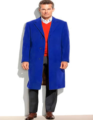 Royal Blue 3 Button 95% Wool Overcoat ~ Long men's Dress Topcoat - Winter coat - Men's Tuxedo USA