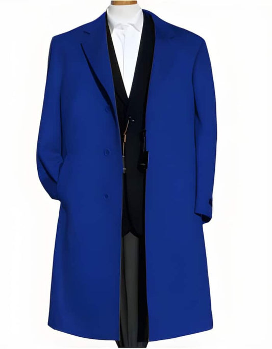 Royal Blue ~ Indigo ~ Saphire Soft Finest Grade Of Cashmere & Wool Overcoat ~ Long Dress | Winter men's Topcoat Sale - Men's Tuxedo USA