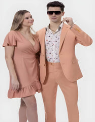 Linen Suit - Mens Summer Suits in Salmon - Beach  Wedding - Men's Tuxedo USA