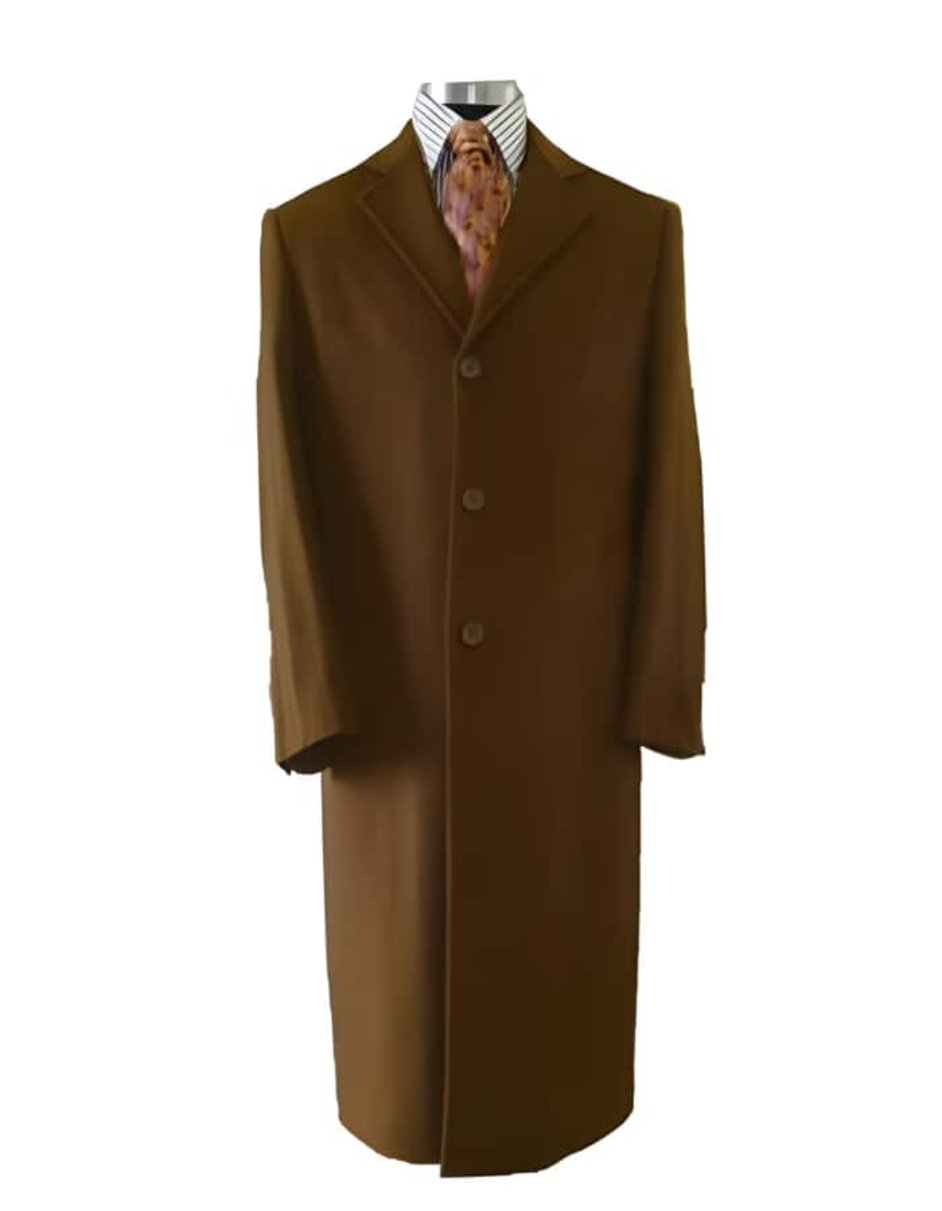 Mens Overcoat Mens Dress Coat Vicuna Light Brown - Dark Camel ~ Light Brown ~ Rust ~ Copper ~ Cognac Mixture Dark Camel Long Men's Dress Topcoat - Winter Coat Full Length - Men's Tuxedo USA