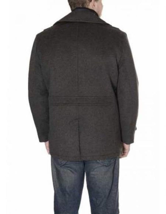 Double Breasted Six Button Herringbone Brown Designer men's Wool Peacoat Sale - Men's Tuxedo USA