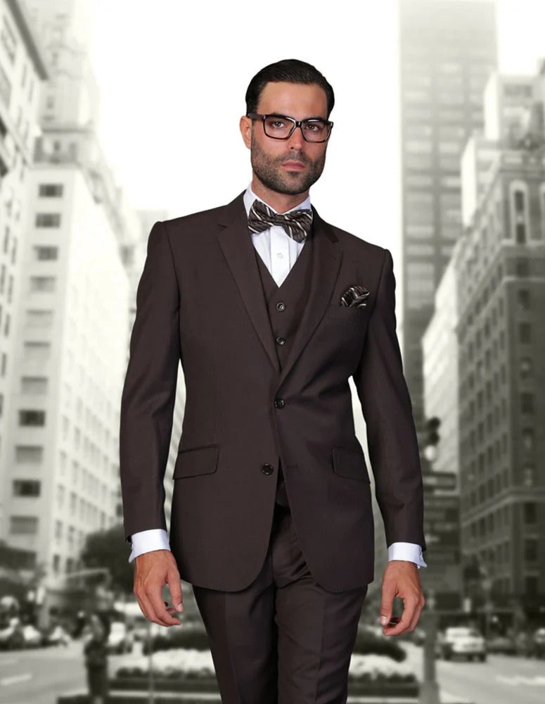 Statement Suit - Statement Italy Suit - Wool Suit- Statement Men's 100% Wool 3 Piece Suit - Tailored Fit - Men's Tuxedo USA