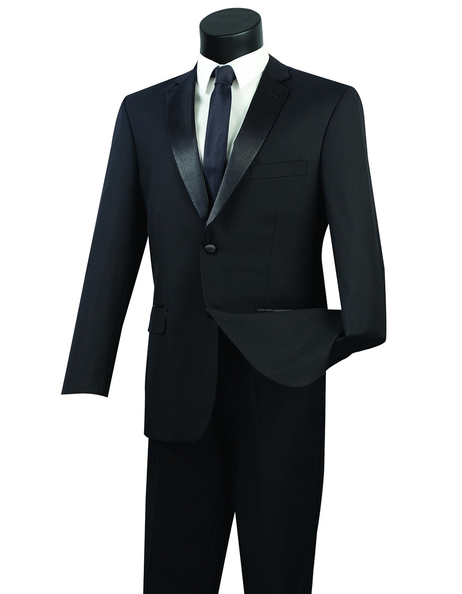 Mens Modern Fit Classic 2 button Tuxedo in Black - Men's Tuxedo USA