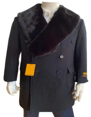 Three Quarter men's Overcoat - Wool And Cashmere Peacoat Double Breasted - Topcoat - Men's Tuxedo USA