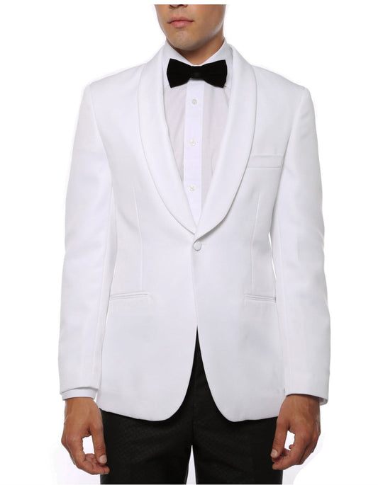 Mens One Button Shawl Collar Dinner Jacket White - Men's Tuxedo USA