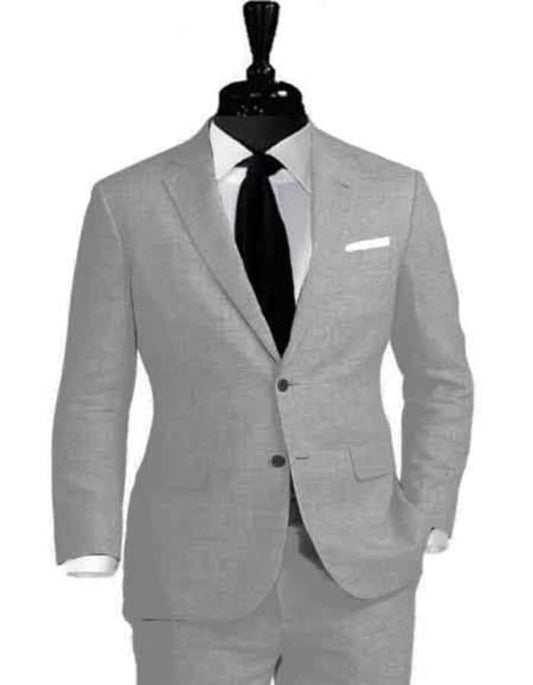 Linen Suit - Mens Summer Suits Grey Color - Beach Wedding - Men's Tuxedo USA