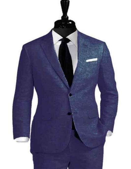 Linen Suit - Mens Summer Suits in   Navy Blue Color - Beach  Wedding - Men's Tuxedo USA