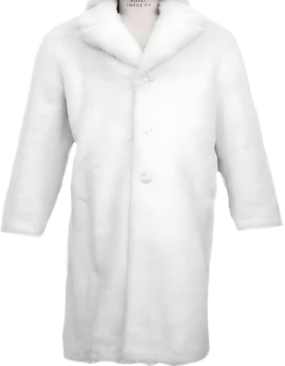 Mens Overcoat - Topcoat For Men - Winter Fabric - Long Top Coat Full length Coat White - Faux Fur Overcoat - Men's Tuxedo USA